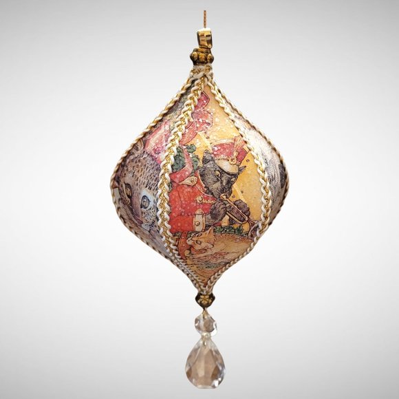 OOAK Upcycled Paper Ornament Fancy Christmas Cats Glitter Chandelier Crystal - Picture 11 of 12